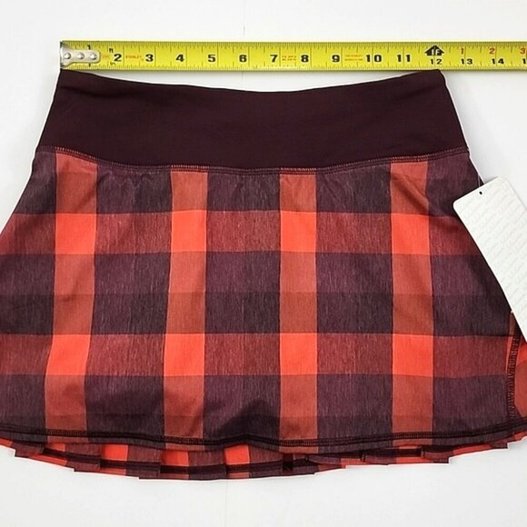 NWT Lululemon Run Pace Setter Skort Yama Check Heathered Tomato Bordeaux 2 Reg - Picture 15 of 16